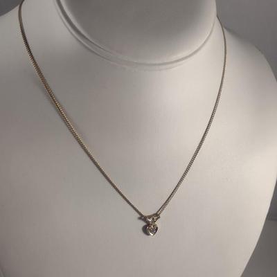 18 Karat Yellow Gold and Diamond Pendant with 14 Karat Necklace - Approx Total Weight 2.8 Grams (#31)