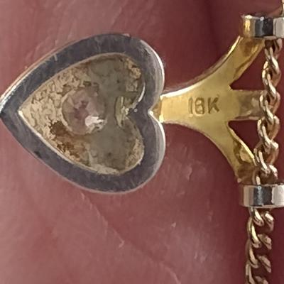 18 Karat Yellow Gold and Diamond Pendant with 14 Karat Necklace - Approx Total Weight 2.8 Grams (#31)