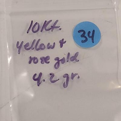 10 Karat Yellow and Rose Gold Pendant - Approx Weight 4.2 Grams (#34)