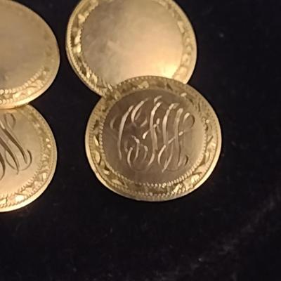 10 Karat Yellow Gold Cuff Links and Tie Clip - Approx Total Weight 5.8 Grams (#38)