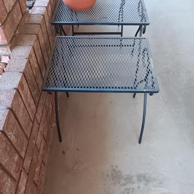 3 METAL MESH NESTING PATIO TABLES