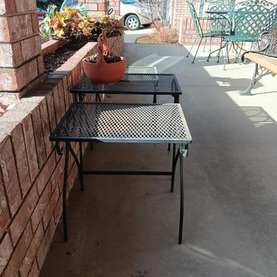 3 METAL MESH NESTING PATIO TABLES