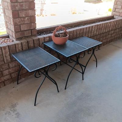 3 METAL MESH NESTING PATIO TABLES