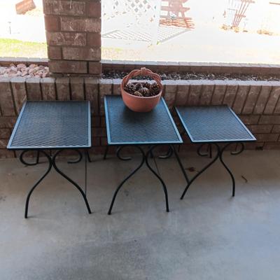 3 METAL MESH NESTING PATIO TABLES