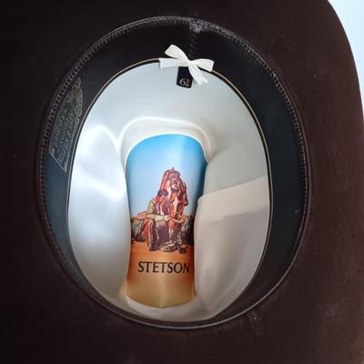 STETSON 4X BEAVER HAT WITH FEATHER BAND SIZE 6 7/8