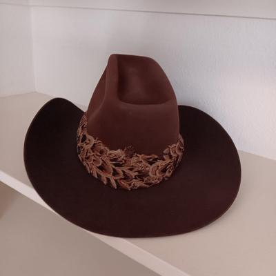 STETSON 4X BEAVER HAT WITH FEATHER BAND SIZE 6 7/8