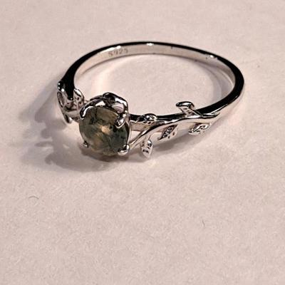 Agate Stone 925 Sterling Silver Ring Sz 8