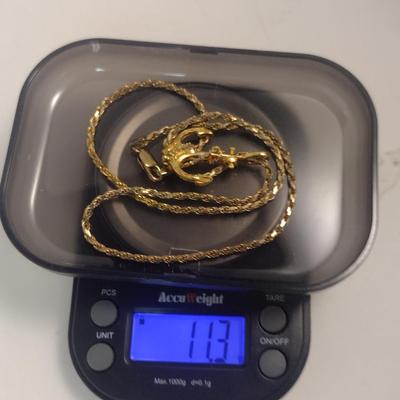 Gold Tone Sterling Silver Anchor Pendant with Necklace- Approx Total Weight 11.3 Grams (#44)