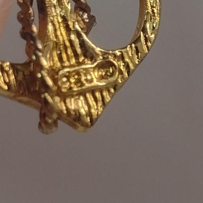 Gold Tone Sterling Silver Anchor Pendant with Necklace- Approx Total Weight 11.3 Grams (#44)
