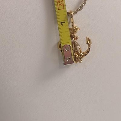 Gold Tone Sterling Silver Anchor Pendant with Necklace- Approx Total Weight 11.3 Grams (#44)