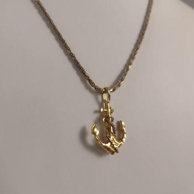 Gold Tone Sterling Silver Anchor Pendant with Necklace- Approx Total Weight 11.3 Grams (#44)