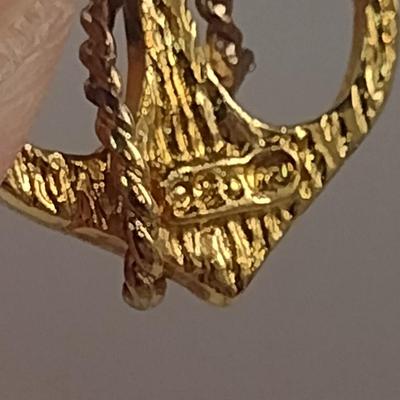 Gold Tone Sterling Silver Anchor Pendant with Necklace- Approx Total Weight 11.3 Grams (#44)