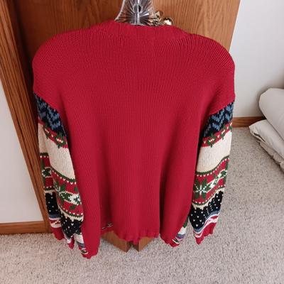 LADIES LL BEAN 100% WOOL SWEATER PLUS A CHRISTMAS SWEATER SIZE XL
