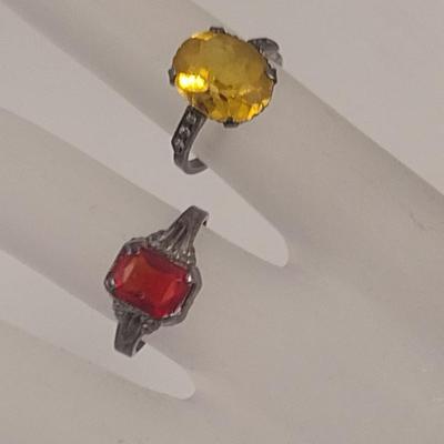 Pair of Sterling Silver Rings- Sizes 3 and 5 3/4 (#47)
