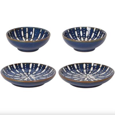 Set of 4 Pulse Pinch Bowls and Dipping Dishes