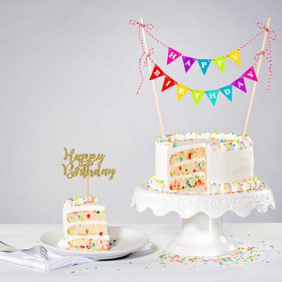 48 Pcs Gold Glitter Happy Birthday Cupcake Toppers Cake Picks for Birthday Party Decoration Supplies (Gold)