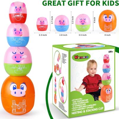 Piggy Easter Eggs Toddler Stacking Nesting Toys for Toddlers 1-3, 8pcs Pig Eggs Matching Game STEM Preschool Learning Sensory Nesting...