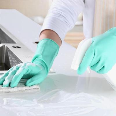 3-Pack Size Medium FCTTD Mint Green Dishwashing Cleaning Gloves Rubber Gloves for Kitchen Dish Gloves Reusable