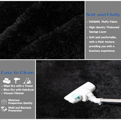 Black Ultra Fluffy Waterproof Area Rug, 3' x 5' Area Rug for Bedroom & Living Room Area Rug, Non Slip Faux Fur Rug