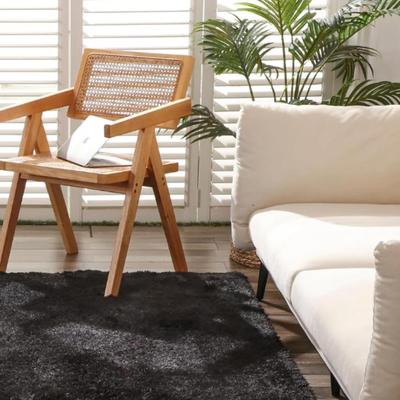 Black Ultra Fluffy Waterproof Area Rug, 3' x 5' Area Rug for Bedroom & Living Room Area Rug, Non Slip Faux Fur Rug