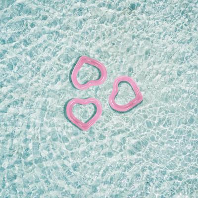 Funboy Party Pack (3-Pack) Upcycled Heart Shaped Tube Pool Float Rings in Clear Pink