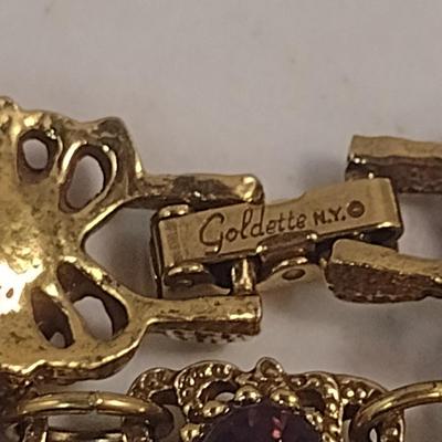 Vintage Goldette NY Multicolor and Gold Tone Bracelet (#56)