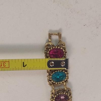 Vintage Goldette NY Multicolor and Gold Tone Bracelet (#56)
