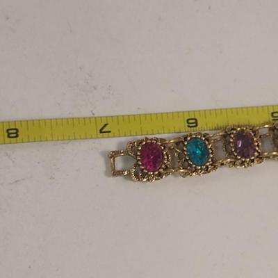 Vintage Goldette NY Multicolor and Gold Tone Bracelet (#56)