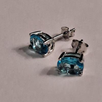 Aquamarine Silver Earrings