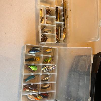 Fish tackle box filled with fishing items