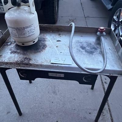 2 burner flat top grill w/ propane tank