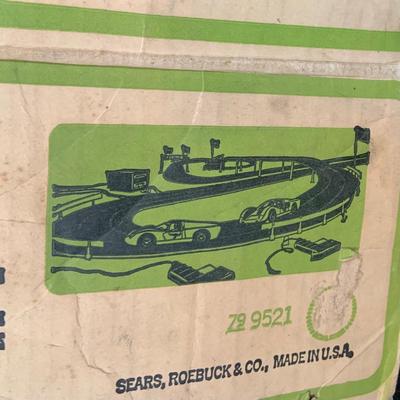 LOT 30: Vintage Sears Championship Road Race Set with Track, Cars and Controllers
