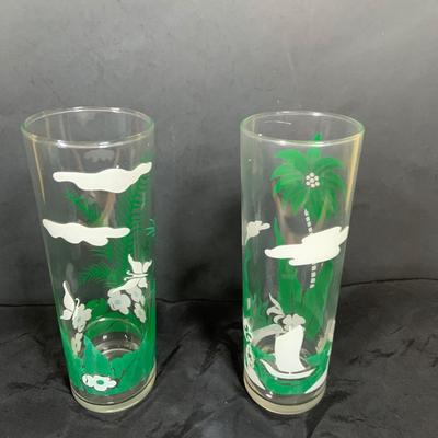 LOT 32: Vintage Kitchen Including Libby Tropical Tall Tom Collins Glasses, Strawberry Trays, Lemon Mugs, Wilpet Plastic Salt and Pepper...