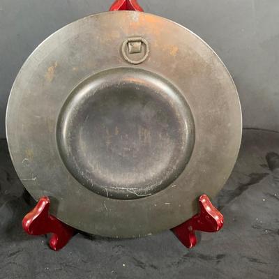 LOT 35: Set of Western Ceramic German Large Wall Plates and Set of Two (2) Nuremberg 17th Century Style Pewter Dis