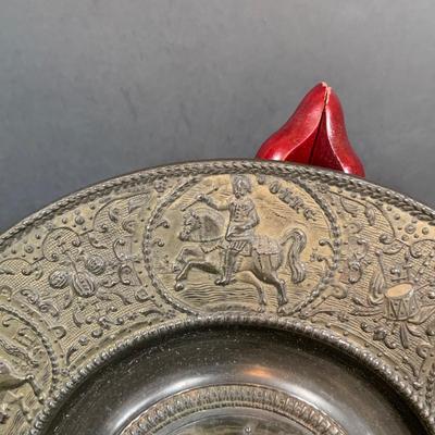 LOT 35: Set of Western Ceramic German Large Wall Plates and Set of Two (2) Nuremberg 17th Century Style Pewter Dis