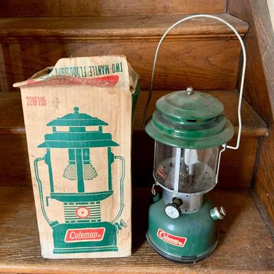 LOT 37: Set of 2 Colman Lanterns One with the Original Box and the Other in a Hard Plastic Caring Case and Frabill’s Lantern Shields In...