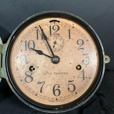 LOT 41: Vintage Seth Thomas Green Maritime Ships Clock