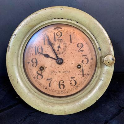 LOT 41: Vintage Seth Thomas Green Maritime Ships Clock