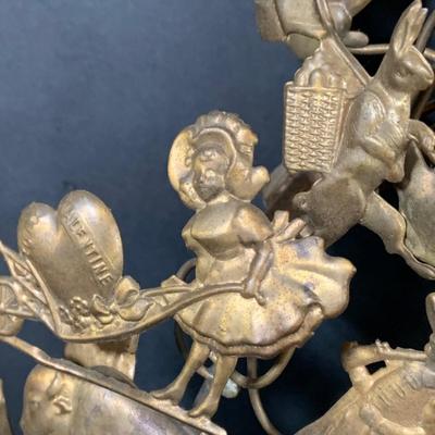 LOT 48: Vintage Dresden Brass All Season/Holiday Wreath
