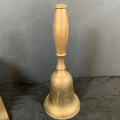 LOT 49: Vintage Brass Mantle Clock and Brass Bell