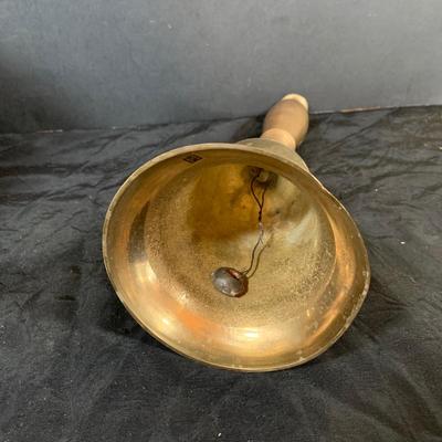 LOT 49: Vintage Brass Mantle Clock and Brass Bell