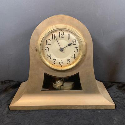 LOT 49: Vintage Brass Mantle Clock and Brass Bell