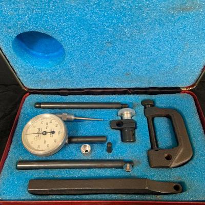 LOT 50: Vintage Central Tool Co Dial Indicator Set with Case, Assorted Weights and More