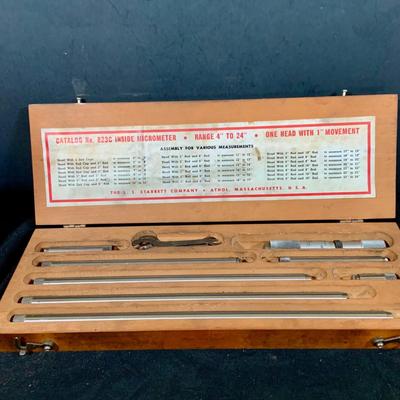 LOT51: Starrette 823C Inside Micrometer Tool. Probe Inspection Kit and Sine Bar