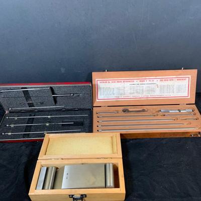 LOT51: Starrette 823C Inside Micrometer Tool. Probe Inspection Kit and Sine Bar