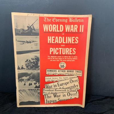 LOT 52 Military Collection Including WWIi Headlines Book,Coast Gaurd Boating Skills Book, 1940 Navy BlueJacket Manual, Metal and More