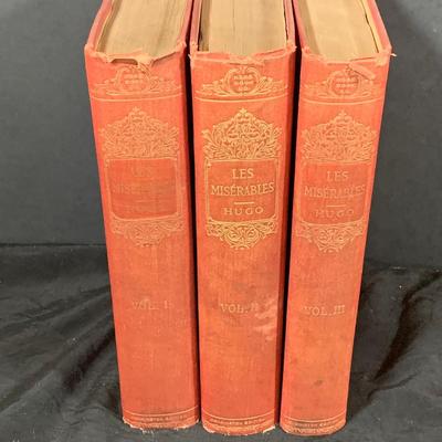LOT 53: Vintage French Louis VXI Mantle Clock and Victor Hugo’s Les Miserables Three Volumes and Famous French Short Stories