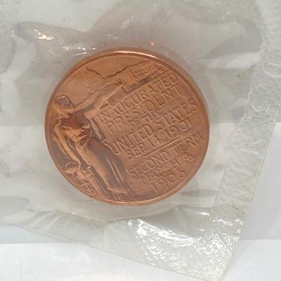 LOT 55: Four Bronze Inaugurated Presidential Medals / Tokens in Original Sealed Package - John F. Kennedy, James Garfield, Theodore...
