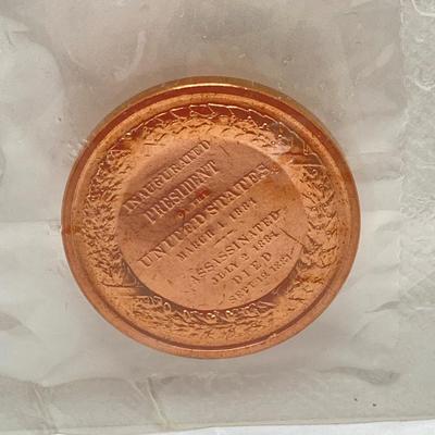 LOT 55: Four Bronze Inaugurated Presidential Medals / Tokens in Original Sealed Package - John F. Kennedy, James Garfield, Theodore...
