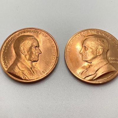 LOT 57: Eight Bronze Medals / Tokens - Richard Nixon, Gerald Ford, Ulysses S. Grant and More